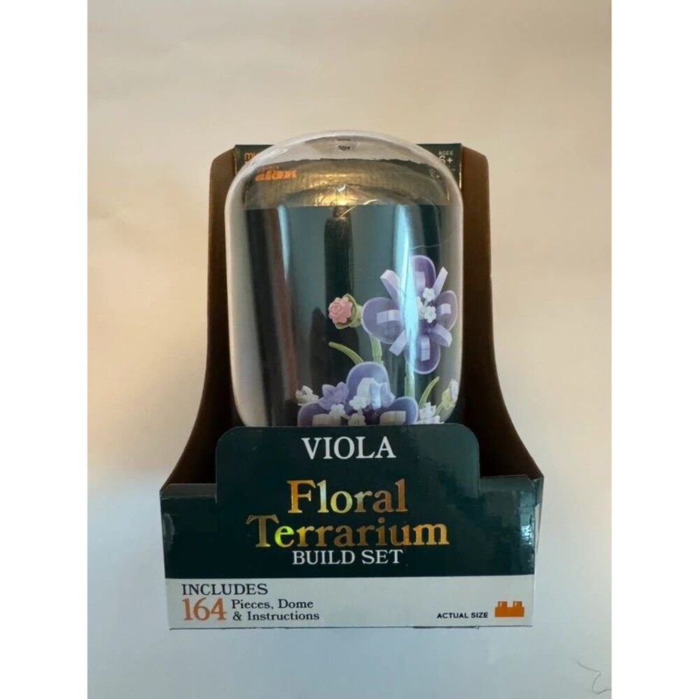 Micro Brix Viola Floral Terrarium Build Set 164 Pieces Dome Display